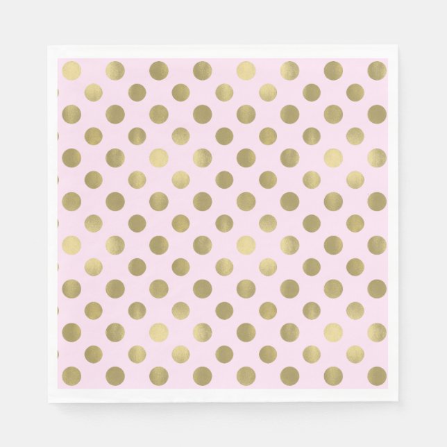 Pink Gold Polka Dot Birthday Party Napkin (Front)