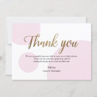 Pink Gold Polkadot Baby Shower Thank You