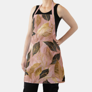 Pink Gold Popular Boho Leaves Collection Apron