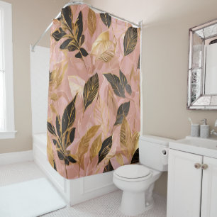 Pink Gold Popular Boho Leaves Collection Shower Curtain