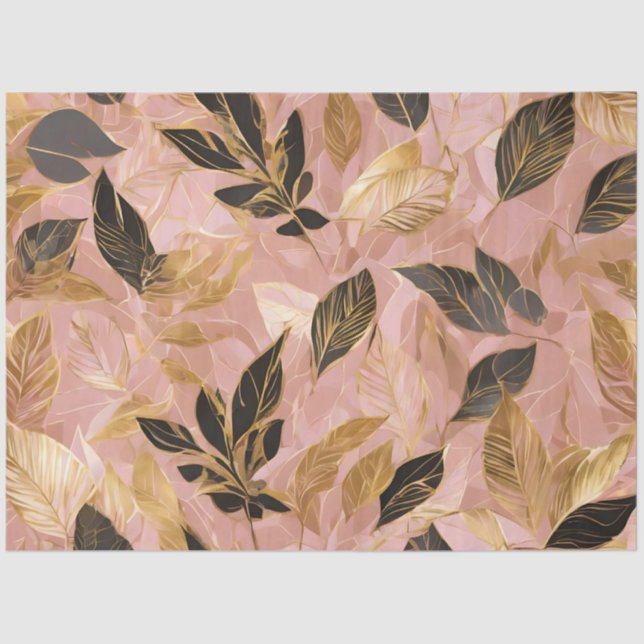 Pink Gold Popular Boho Leaves Collection Tissue Paper (Front)