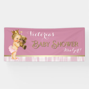 Pink Gold Princess Baby Shower Banner