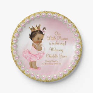 Pink Gold Princess Baby Shower Paper Plates