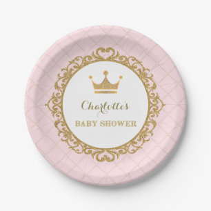 Pink Gold Princess Baby Shower Party 7" Plate