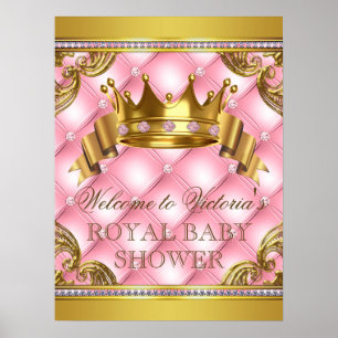 Pink Gold Princess Baby Shower Signs