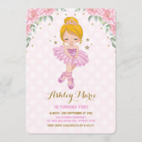 Pink Gold Princess Ballerina Tutu Birthday Invite