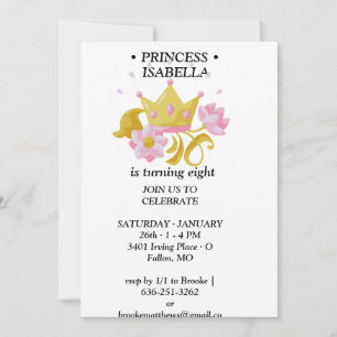 Pink & Gold princess birthday invitation
