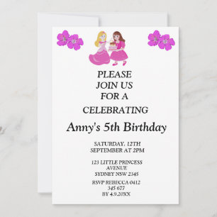 Pink & Gold princess birthday invitation