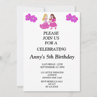 Pink & Gold princess birthday invitation