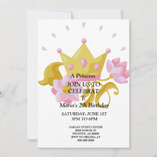 Pink & Gold princess birthday invitation. Invitation