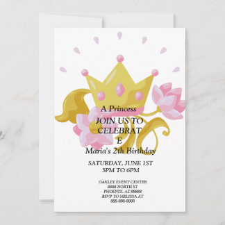 Pink & Gold princess birthday invitation. Invitation