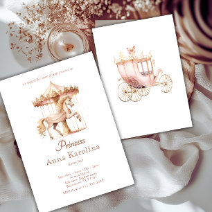 Pink Gold Princess Carousel Fairytale Birthday Invitation