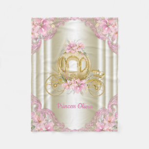 Pink Gold Princess Carriage Baby Blanket