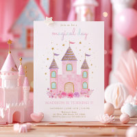 Pink Gold Princess Castle Magical Day Birthday