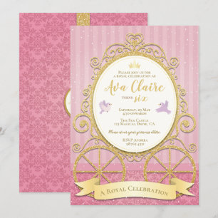 Pink Gold Princess   Cinderella   Royal Birthday Invitation