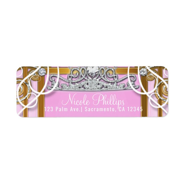Pink Gold Princess Crown & Carriage Sweet 16 Party (Front)