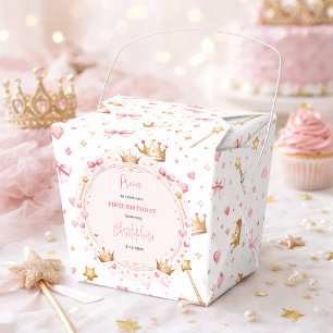 Pink Gold Princess Crown Fairytale 1st Birthday Favour Box