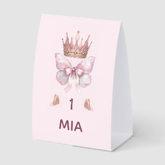 Pink Gold Princess Crown Table Numbers Card