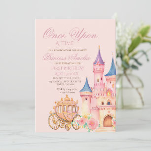 Pink gold Princess Fairytale Birthday Party Invitation