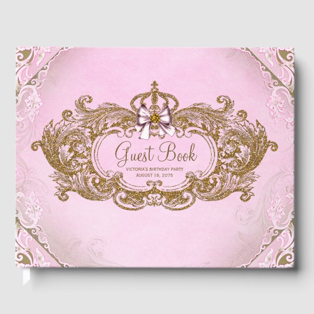 Pink Gold Princess Guest Book (Front)