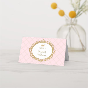 Pink Gold Princess Place Cards Table Number
