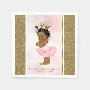 Pink Gold Princess Vintage Dark Baby Girl Shower Napkin