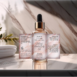 Pink Gold Product Label 4oz Oil Dropper or Bottle
