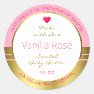 Pink Gold Product Packaging Label Easy Custom Text