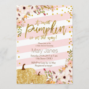 Pink Gold Pumpkin Baby Shower Invitation