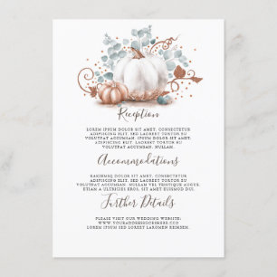 Pink Gold Pumpkin Wedding Details Information Enclosure Card