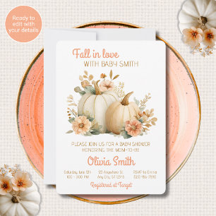 Pink Gold Pumpkins Baby Shower Invitation 