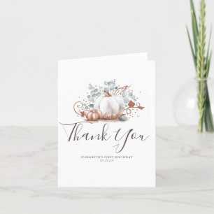Pink Gold Pumpkins Fall Birthday Thank You