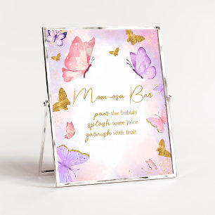 Pink Gold Purple Butterfly Baby Shower Mum Osa Bar Poster