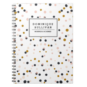 Pink, Gold & Purple Confetti Personalised Notebook