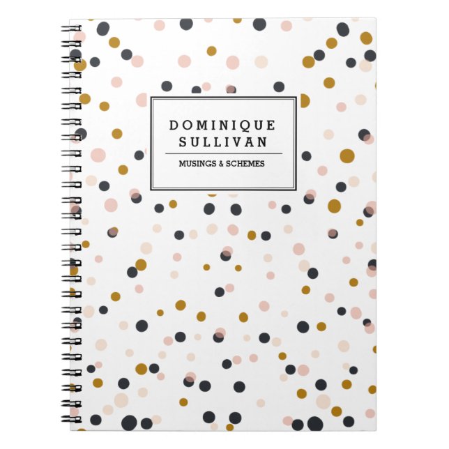 Pink, Gold & Purple Confetti Personalised Notebook (Front)