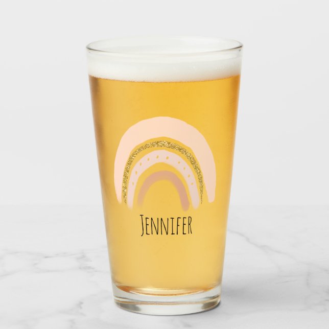 Pink & Gold Rainbow Elegant Boho Glass (Front Filled)