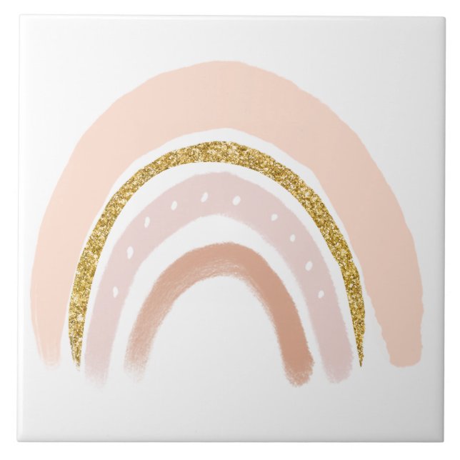 Pink & Gold Rainbow Elegant Boho Tile (Front)