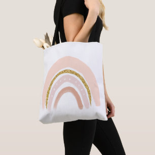 Pink & Gold Rainbow Elegant Boho Tote Bag