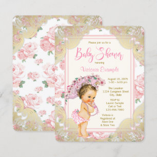 Pink Gold Rose Baby Shower Invitation