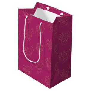 Pink Gold Roses Bridal Shower Medium Gift Bag