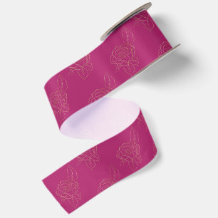 Pink Gold Roses Bridal Shower Satin Ribbon