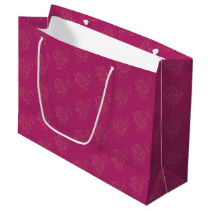 Pink Gold Roses Floral Large Gift Bag