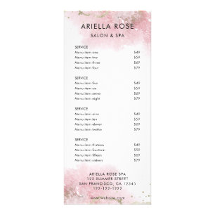 Pink Gold Salon Service Menu Price List Rack Card