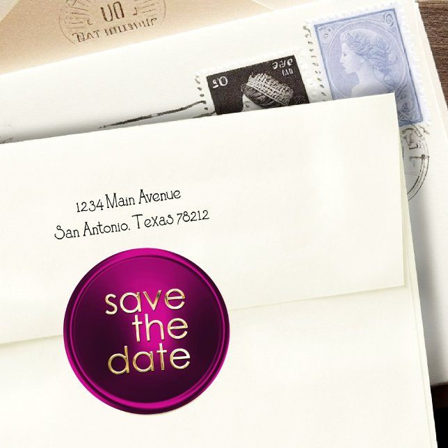Pink Gold Save the Date Envelope Seal (Creator Uploaded)
