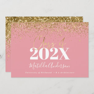 pink gold script modern elegant graduation invitation