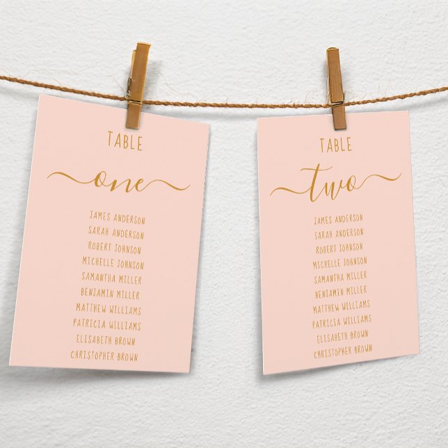 Pink Gold Script Modern Simple Seating Chart Card  (Creator Uploaded)