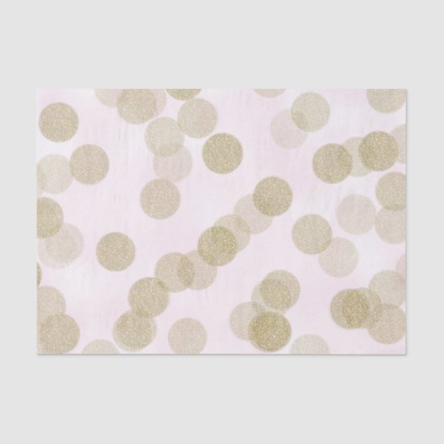 Pink & Gold Shimmer Glitter Dots Tissue Paper (Front)