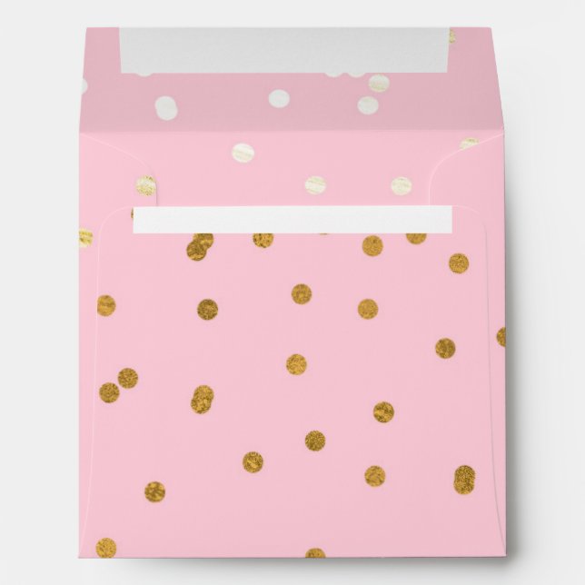Pink & Gold Shiny Confetti Dots Chic Modern Envelopes (Back (Bottom))