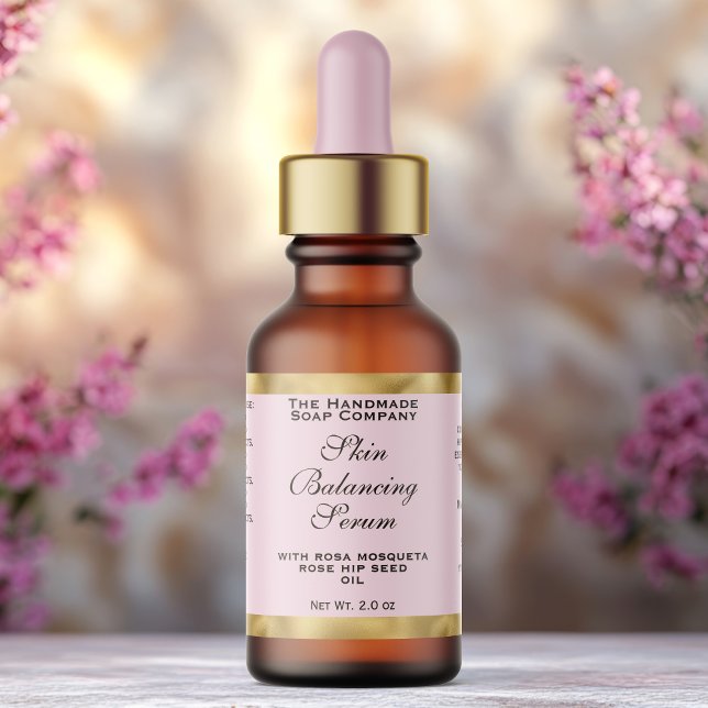 Pink & Gold Small Dropper Bottle Label  (Creator Uploaded)