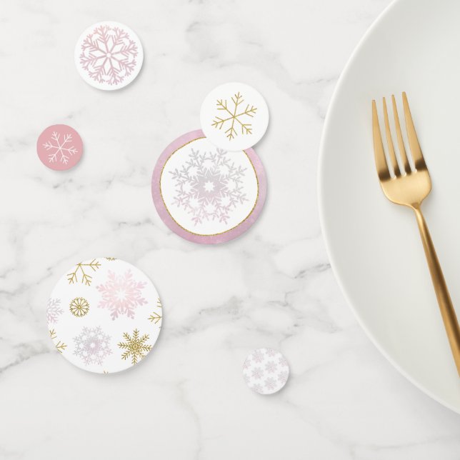 Pink & Gold Snowflake Baby Shower Confetti (Group)